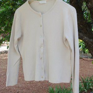 Pierre Cardin Cream Button-down Cardigan, Large